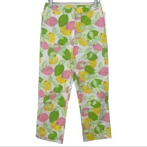 Lilly Pulitzer Vintage White Label Citrus Fruit Novelty Print Capri Pants